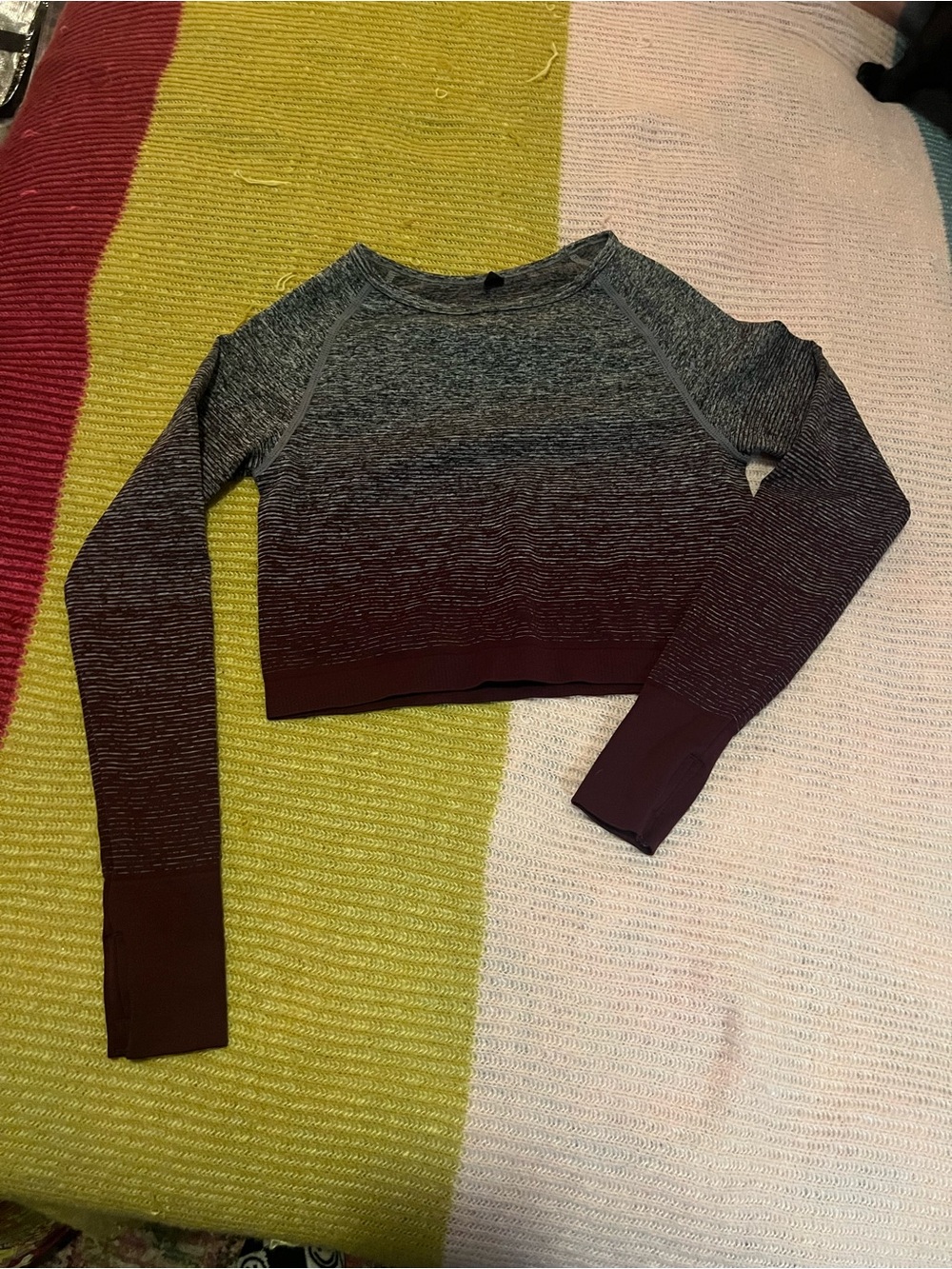 🍇 BOOMBOOM JEANS ombré seamless set 🍇 - Grey to Deep Plum Sz S/M - Picture 2 of 8